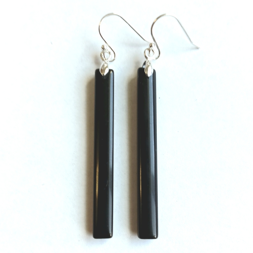 Obsidian Gemstone Earrings with 925 Sterling Silver Findings